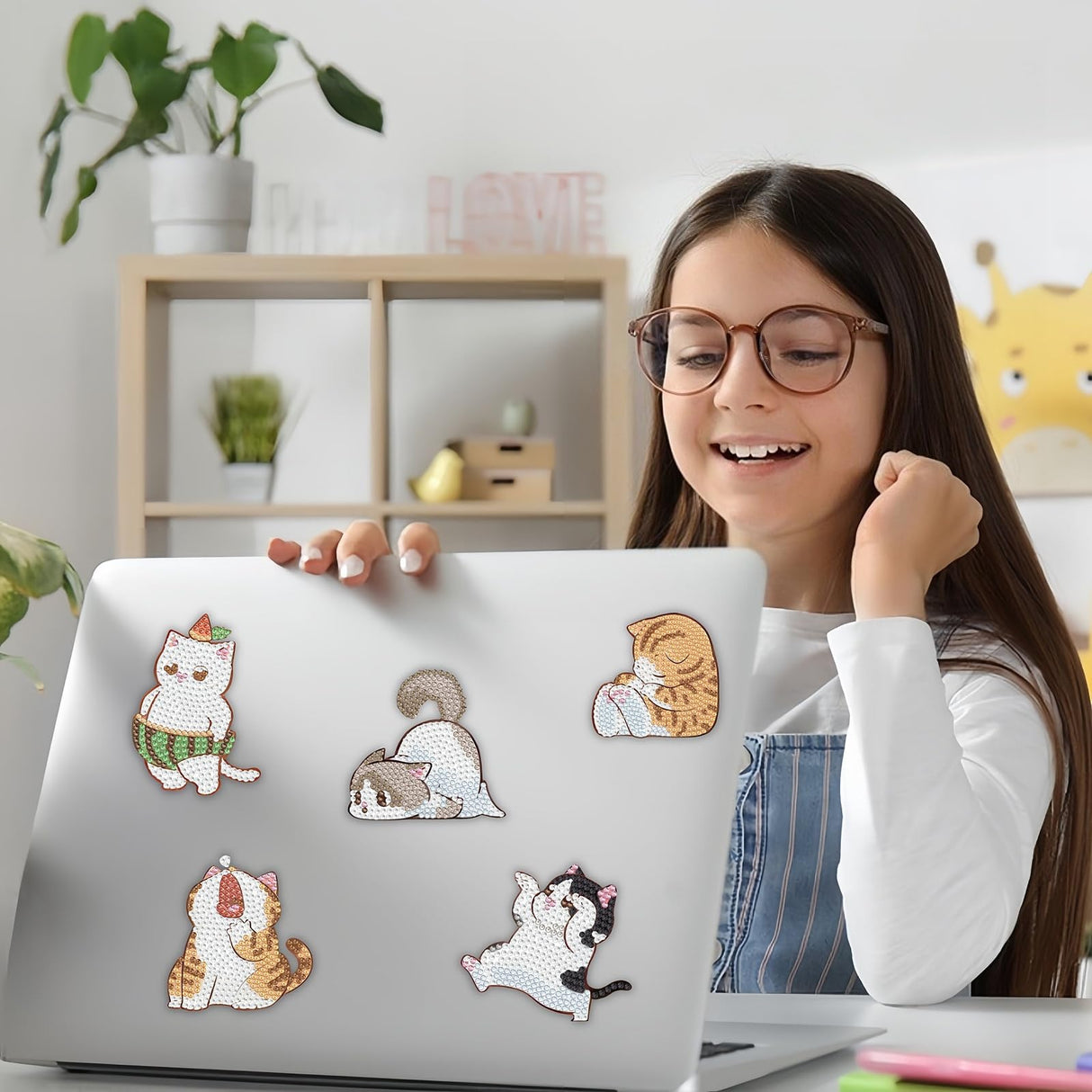 16 Pcs Cat Diamond Painting Magnets Kits Diamond Art Fridge Magnet Refrigerator Sticker Diamond Painting kit for Beginners Adults DIY Art Craft Gifts Home Decors (cat) Bulerrylulu