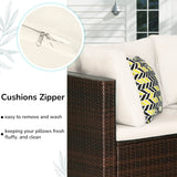 PayLessHere 8 Piece Patio Furniture Set Outdoor Furniture Sectional Sofa Set Rattan Wicker Conversation Set Coffee Table Khaki Cushion for Backyard Porch Balcony Poolside Garden PayLessHere