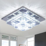CXGLEAMING Modern LED Chandelier Crystal Ceiling Light Fixture Square Mini Pendant Lamp Flush Mount Ceiling Light for Bedroom Hallway Bathroom Living Room CXGLEAMING