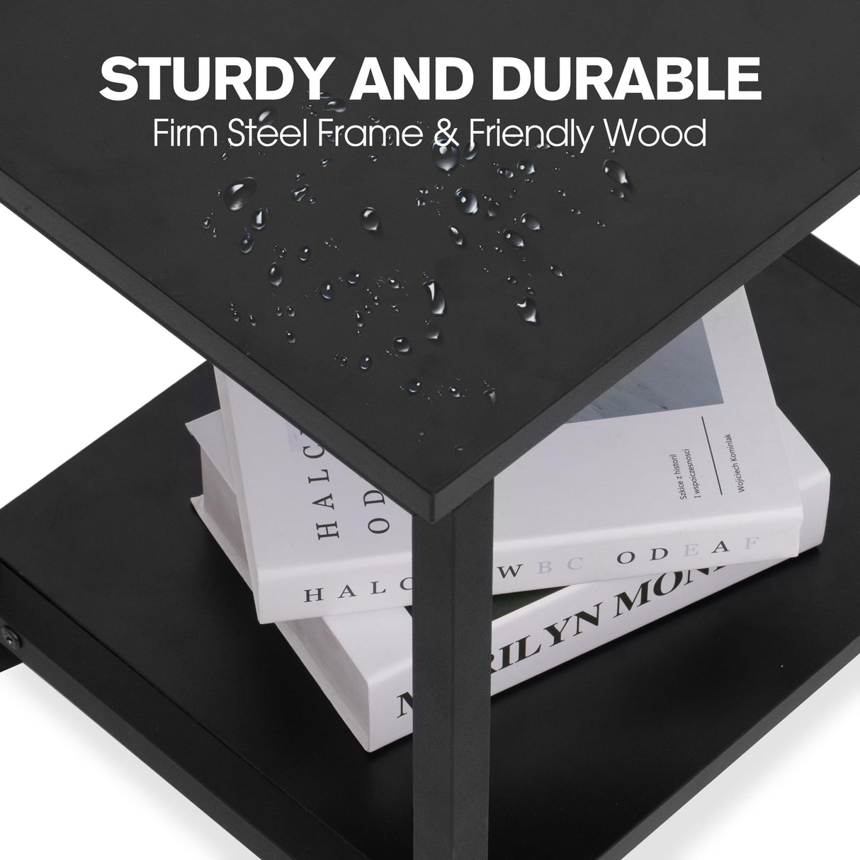 Cakokow Under Desk Printer Stand - 2-Tier Industrial Mobile Printer Table with Storage Shelf, Heavy Duty Wood Rolling Printer Cart with Wheels for Home and Office,Classic Black Cakokow