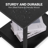 Cakokow Under Desk Printer Stand - 2-Tier Industrial Mobile Printer Table with Storage Shelf, Heavy Duty Wood Rolling Printer Cart with Wheels for Home and Office,Classic Black Cakokow