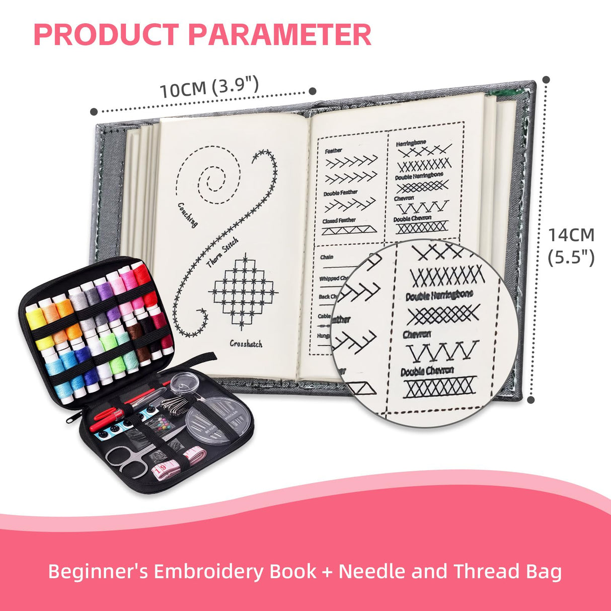 DIY Stitch Book with Tools Set, Embroidery Stitch Book, DIY Sewing Books, Embroidery Books of Stitches, Sewing Books for Beginners and Enthusiast, 106 Unique Embroidery Patterns Generic