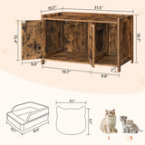 MAHANCRIS Cat Litter Box Enclosure, Hidden Litter Box Furniture with Divider, Wooden Cat Washroom Storage Cabinet Bench, Indoor Cat House Side End Table Nightstand, Rustic Brown CWHR2501Z MAHANCRIS