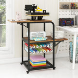 PUNCIA Movable Heat Press Table with Vinyl Roll Holder Table for Heat Press with Folding Shelf DIY Sublimation Transfer Machine Workbench with Storage Rolling Craft Table Heat Press Cart with Wheels PUNCIA