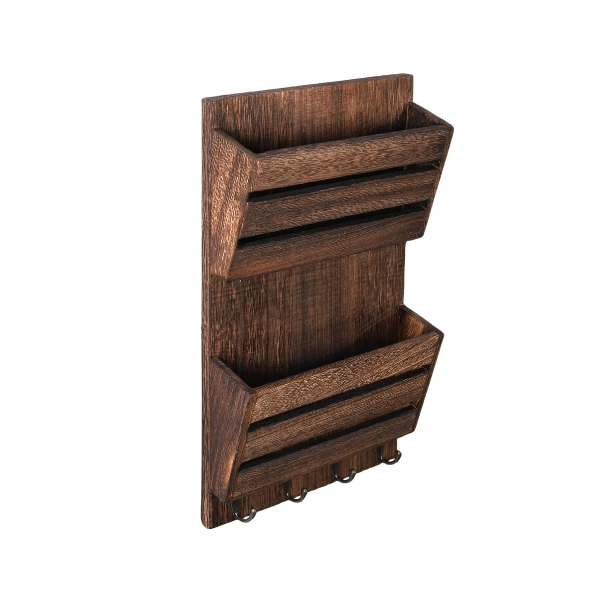 MOOACE Mail Organizer Wall Mount with Key Hooks, 2-Slot Wood Mail and Key Holder for Wall Organizers, File Letter Folder Home Office Accessories Organizer Farmhouse Decor MOOACE