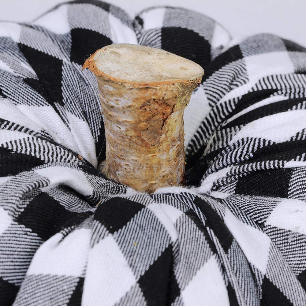 Package of 3 Assorted Burlap Pumpkins Fabric Pumpkins Buffalo Plaid Pumpkins Gingham Fabric Pumpkins Fall Thanksgiving Halloween Seasonal Holiday Farmhouse Tabletop Decoration Winlyn