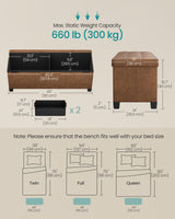 SONGMICS Storage Ottoman, Storage Bench with Legs,15 x 43 x 15.7 Inches, Ottoman Bench, 30 Gal. (112 L), Synthetic Leather, for Living Room, Entryway, Coffee Brown ULSF0514K03 SONGMICS