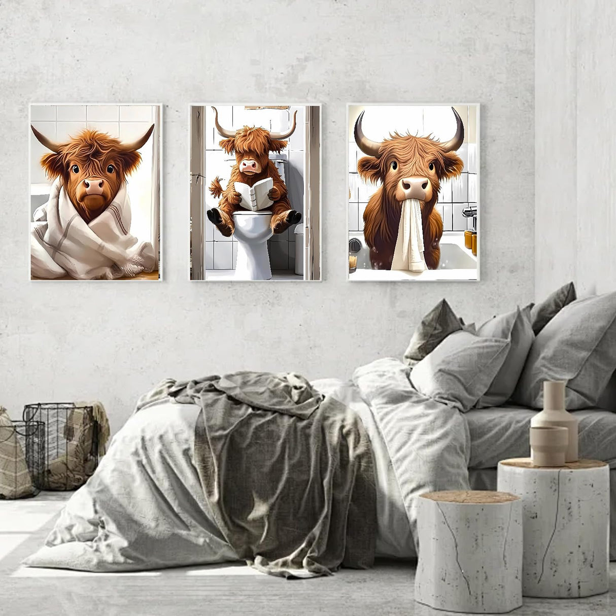 Diamond Art Kits for Adults Beginner, 3 Pack Funny Highland Cow Diamond Painting Kits 5D Diamond Dots Gem Art Crafts with Tools Round Full Drill Funny Crafts for Home Wall Decor&Gift 12X16 inch Fairyland JinWenn