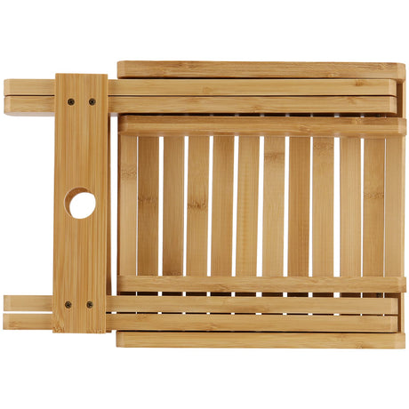 SINJEUN 2 Pack 12 Inch Natural Bamboo Folding Step Stool Bench for Bathroom, Spa, Sauna, Wooden Seat, Shower Bench Stool, Easy Assembled SINJEUN