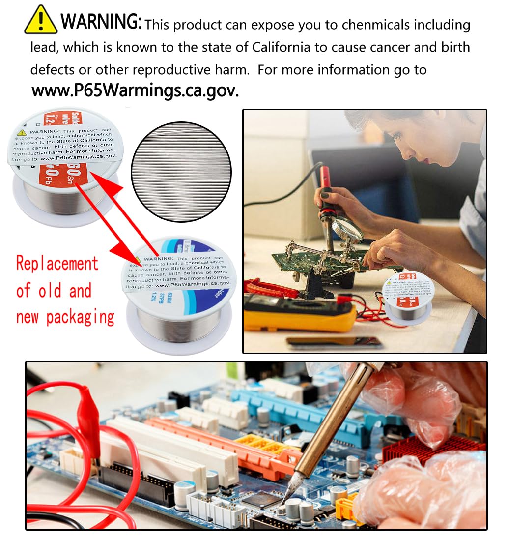4-in-1 welding tool set, soldering iron tip cleaner + 0.6mm solder wire (1.76 oz / 50 g) + Rosin Solder Flux Paste (0.35 oz / 10 g), no-clean soldering core (2.0mm, 29.5 inches) YCD