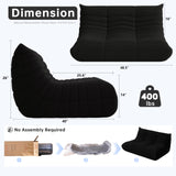 Bean Bag Chairs for Adults, Memory Foam Couch Loveseat Sofa Chair, Soft Teddy Material Cozy Comfy Reading Nook Chairs, Floor Chair for Living Room Bedroom Office(Black) WHGBJA