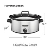 Hamilton Beach 6-Quart Slow Cooker with 3 Cooking Settings, Dishwasher-Safe Stoneware Crock & Glass Lid, Silver (33665G) Hamilton Beach