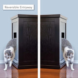 THE REFINED FELINE Cat Litter Box Enclosure Cabinet, Modern, Black Espresso, Tapered Feet, XLarge, Hidden Litter Cat Furniture with Drawer THE REFINED FELINE
