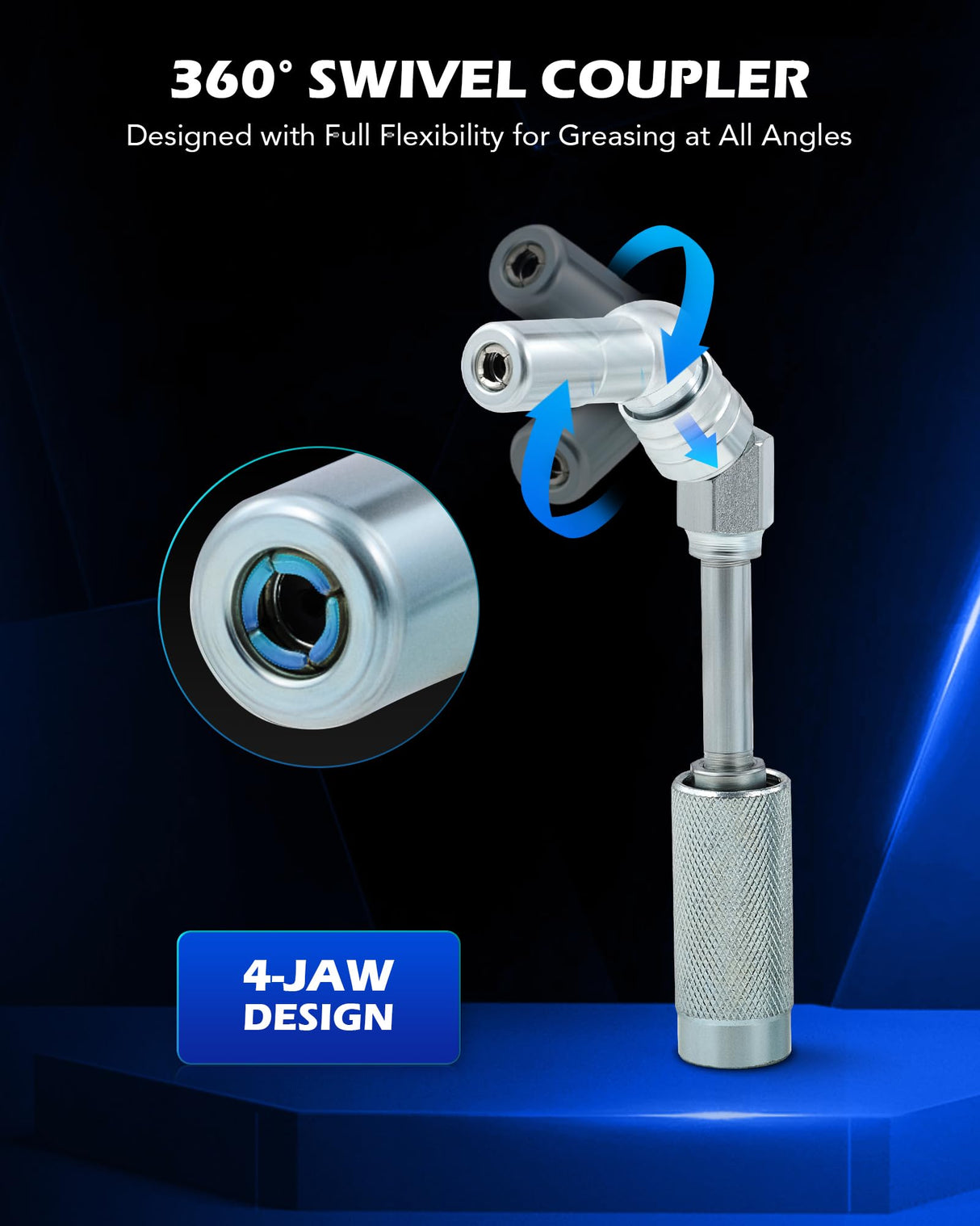 Orion Motor Tech Grease Gun Accessory Kit, 7 Piece Grease Gun Coupler Set for Hard to Reach Grease Fittings, Quick Connect Lubrication Grease Zerk Fitting Adapters with Grease Gun Hose Orion Motor Tech