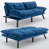 Miscoos Velvet Convertible Futon Sofa Bed, 71" Comfy Loveseat Sleeper Sofa with Adjustable Backrest Armrest, Strengthen Wood, Thick Padded Cushion, Small 2 Seater Futon Couch for Living Room, Bedroom Miscoos