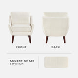 Lexicon Modern Wingback Accent Chair, Chenille Fabric Upholstered Lounge Reading Arm Chair, Solid Wood Legs for Living Room, Bedroom, Supportive Padded Pocket Coil Seat, Easy Assembly, Beige Lexicon