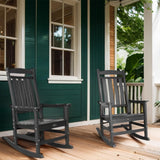 TenKa HDPE Patio Oversized Rocking Chair Set of 2, Outdoor Rocking Chair for Adults, All Weather Resistant Porch Rocker for Lawn Garden TenKa