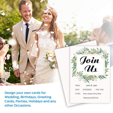 Ohuhu Blank White Cards and Envelopes 100 Pack - 5" x 7" Heavyweight Folded Cardstock and A7 Envelopes for DIY Greeting Cards Wedding Birthday Invitations Baby Shower Thank You Cards and All Occasions Ohuhu