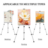 Art Easel Stand for Painting or Sign, Portable Adjustable 66 inches Display Tripod Artist Floor Aluminum Metal Easel with 1 Bag for Table-top/Floor Drawing, Sturdy for Canvases Displaying - Silver Mayyol