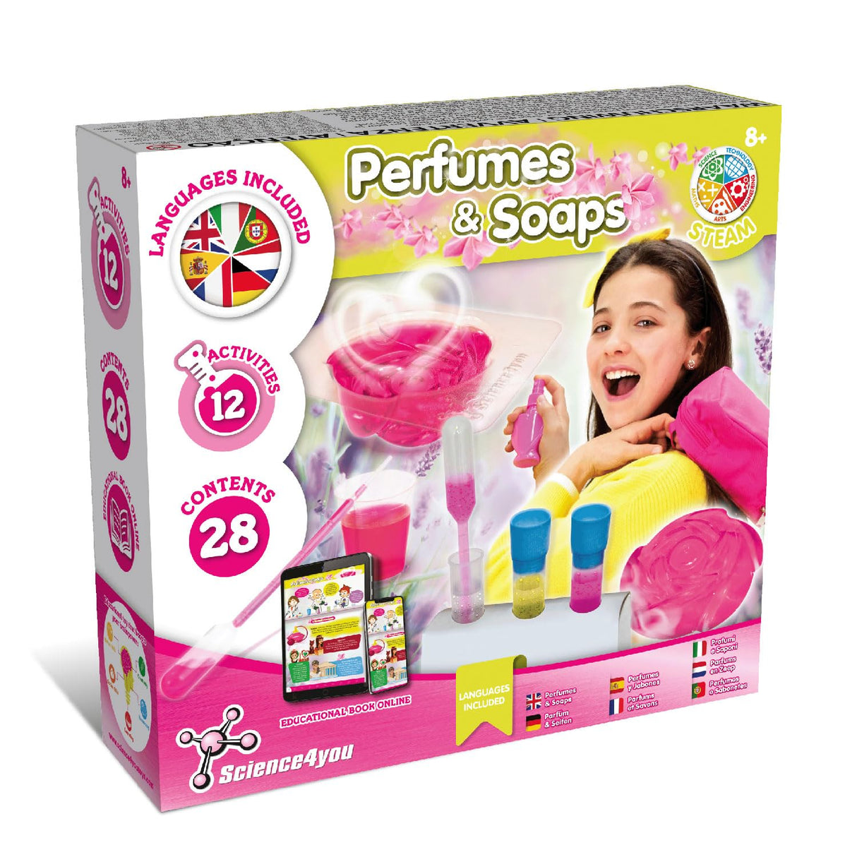 Science4you Perfumes & Soaps - Perfume and Soap Making Kit for Kids - Educational Science Kits with 12 Science Experiments - Craft Sets for Girls and Boys - Science Kits for Kids Age 8 9 10+ Science4you