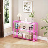 solaround Acrylic Console Table, 3 Tier Entryway Table with Storage Shelves (Pink) solaround