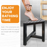 ENKEZI Shower Foot Rest 12 in - Shower Seat for Inside Shower - Shower Bench, Shower Stool for Shaving Legs, Corner Stool Suitable for Small Shower Spaces (Rustic Black) ENKEZI