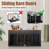 Sunseen Dog Crate Furniture for 2 Dogs,Wooden Double Dog Crate with Divider & 3 Drawer,Black Heavy Duty Large Breed Dog Kennel Furniture TV Stand End Table for Small Medium Large Dog,72''W*24''D*35''H sunseen