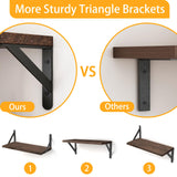 YGEOMER Floating Shelves for Wall, Different Sizes Dark Carbonized Brown Wall Shelves for Living Room, Bathroom, Bedroom, Kitchen, Home Decor (Set of 4) YGEOMER