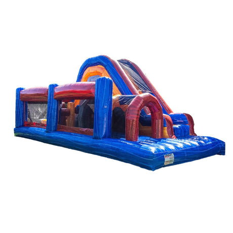 XJUMP Commercial Grade 13' Retro U Run Lightweight Inflatable Premium Marble Color Bounce House Obstacle with Climbing Wall Tall Slide Tunnel Entrance for Kids and Adults Outdoor Toys with Blower XJUMP