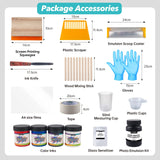 Ecoofor 47pcs All-in-One Set with 50W UV Exposure Lamp,2 Size Wood Screen Printing Frames, 4 Colors Screen Printing Ink, 10 A4 Size Inkjet Transparency Films Ecoofor