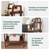 Vadisun 100% Solid Oak 3 Tier Ladder Shelf, Small Bookshelf, Ladder Bookshelf, Bookcase with Stable Frame, Small Table for Living Room Bedroom(Walnut, 12.6" L x 17.72" W x 31.5" H) Vadisun