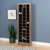 Prepac Elegant Gray Shoe Storage Cabinet, Space-Saving Solution with Cubbies for 36 Pairs, 13"D x 23.5" W x 72.5" H Prepac