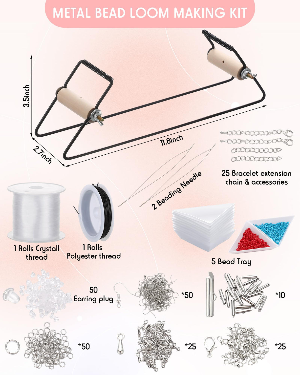 Jexine Bead Loom Kit for Adults 24000 Pcs Beading Loom Supplies with 48 Color 2 mm Glass Seed Bead Bracelets Christmas Jewelry Earring Making Tools Gifts for Girls DIY Craft Jexine