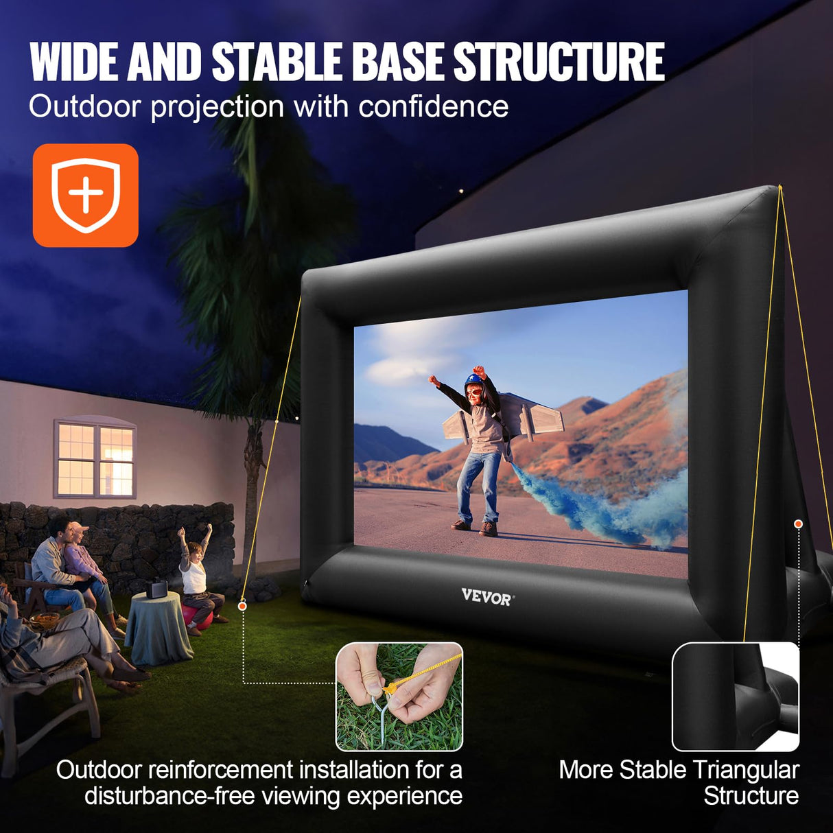 VEVOR Inflatable Movie Screen 24FT Inflatable Projector Screen for outside with 360W Air Blower Inflatable Screen Oxford Fabric Material Blow Up Screen for Outdoor Movie Supports Front/Rear Projection VEVOR