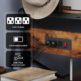 Amosic Kitchen Bakers Rack with Power Outlet, 5 Tiers Coffee Bar Table, Kitchen Microwave Stand with 6 S-shaped Hooks, Kitchen Storage Shelf Rack for Spices, Pots, Rustic Brown Amosic