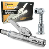 AORRZER 90 Degree Grease Gun Coupler Adapter & Grease Gun Coupler, Grease Gun Tips Locking,Suitable for Grease Fittings in Tight Spaces,Compatible with All Grease Guns 1/8" NPT Grease Gun Fittings AORRZER