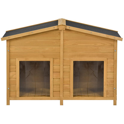 LUSPAZ 47.2 Inch Large Wooden Dog House Outdoor, Outdoor and Indoor Dog Crate, Cabin Style, with 2 Doors Porch, Wood - WoodArtSupply