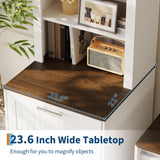 Garvee Bookcase with 2 File Drawers, 72in Tall Farmhouse Storage Cabinet Wooden Bookshelf with 2 Adjustable Shelves for Living Room Office Garvee