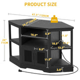 DWVO Farmhouse Corner TV Stand for Living Room, TV Stand for 55 Inch TV, Entertainment Center with Storage and Power Outlet, TV Console Cabinet, Black DWVO