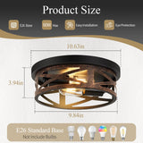 SKEJAO Flush Mount Ceiling Light Fixture,Vintage Metal Black 2-Light Hallway Light Fixtures Ceiling,Rustic Retro Light Fixtures Ceiling Mount for Farmhouse,Kitchen,Hall (2 Pack) SKEJAO