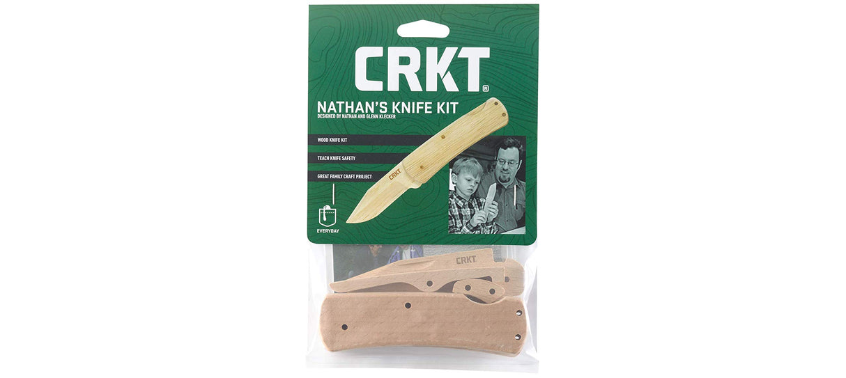 CRKT Nathan's Knife Kit: Wooden Pocket Knife, Drop Point Blade Design with Working Lock Back, Craft Project, Great for Kids 1032, Black CRKT