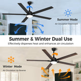 Acesal 72 Inch Ceiling Fans with Lights&App-Large Outdoor Ceiling Fan with Quiet DC Motor Dimmable 6 Speeds Timing Reversible Modern Industrial Ceiling Fan for Living Room Patio Indoor Outdoor-Black Acesal