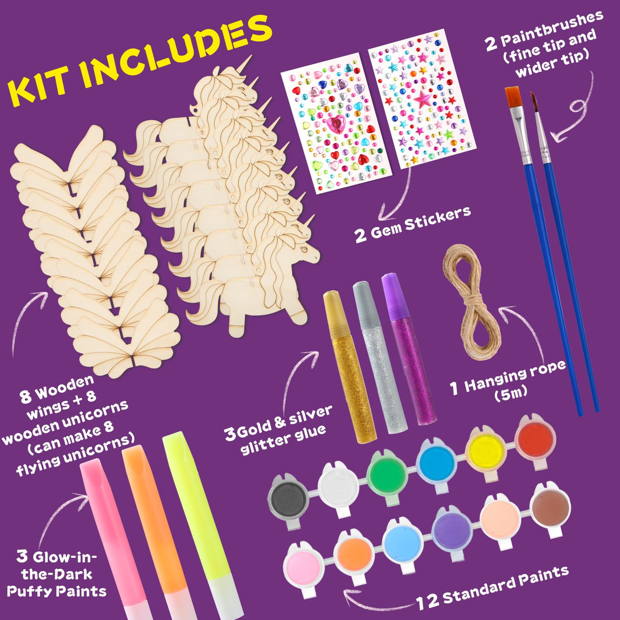 Yrinfay Glow in The Dark Unicorn Painting Kit - Arts and Crafts Easter Gifts for Kids 4-8 8-12 - Creative Cool Art Toys for Boys & Girls Ages 6 7 8 9 10 11 12 Years Old Yrinfay