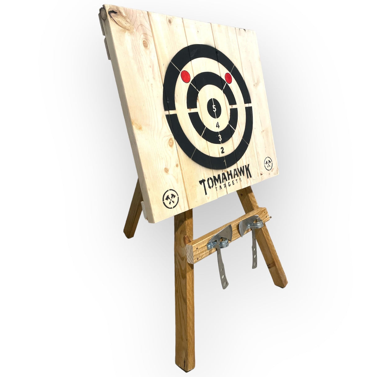 Tomahawk Targets - Large 4 Ring Wooden Axe and Knife Throwing Tripod Target Board and Stand, 4ft Tall (Axes not Included) WoodArtSupply