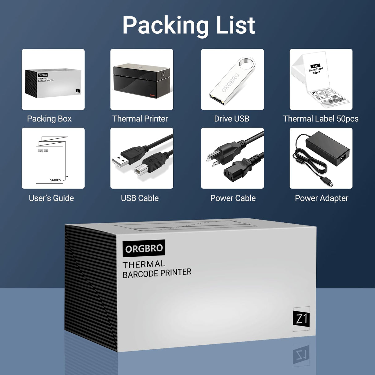 ORGBRO USB Shipping Label Printer, 4x6 Thermal Label Printer for Small Business, High Speed Sticker Printer for Commercial Grade Shipping Packages, Used for Amazon, Ebay, Shopify, USPS, Black ORGBRO