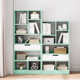 IOTXY Wooden Open Shelf Bookcase - 61 Inches Height Freestanding Display Storage Cabinet Organizer with 8 Cubes and a Drawer, Floor Standing Bookshelf in Tiffany-Green IOTXY