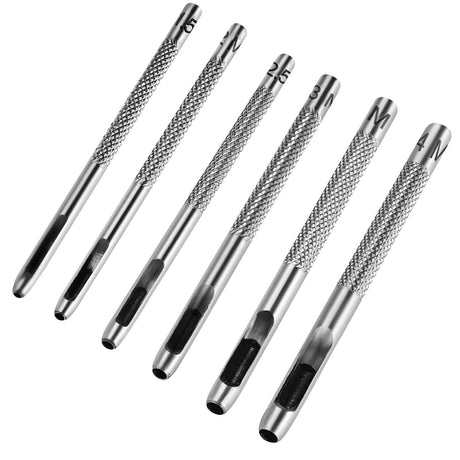 6PCS Hollow Leather Hole Punch Set (1.5mm-4mm) for Belts, Watch Bands, Leather Craft, Round Hole Punch Tool for Belt, DIY, Leatherworking, Repair Tools -ASONTAO AsonTao