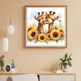 Auremi Giraffe Diamond Art Painting Kits for Adults 5D Sunflower Diamond Art Kit for Beginners, DIY Paint with Round Full Drill Animal Diamonds Paintings Animal Gem Art for Home 12X12 Inch Auremi