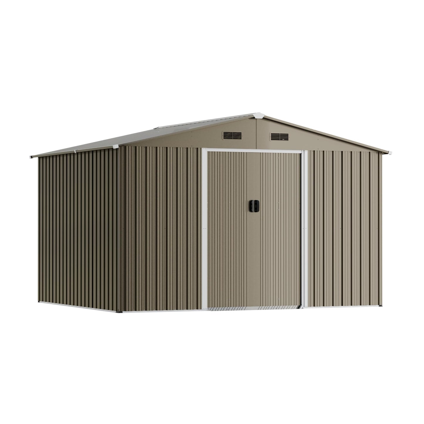 ASJMR 10FT x 8FT Outdoor Storage shed, Waterproof Lockable Door Metal Tool shed with Sliding Door and Ventilation, Gardening Tool Storage Room, Metal Storage shed for Gardens and lawns - WoodArtSupply