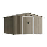 ASJMR 10FT x 8FT Outdoor Storage shed, Waterproof Lockable Door Metal Tool shed with Sliding Door and Ventilation, Gardening Tool Storage Room, Metal Storage shed for Gardens and lawns ASJMR